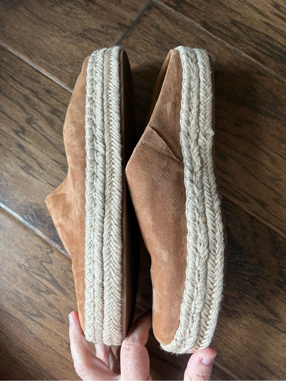 Vince Ulla Tan Suede Espadrille Slip-On Mules